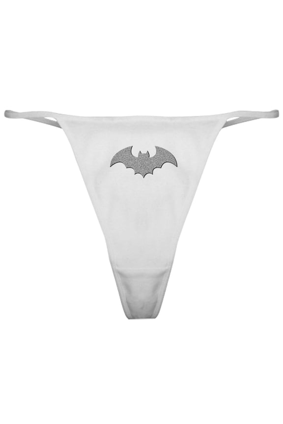 - Silver Glittery Bat - Women's Novelty Thong Panties Underwear