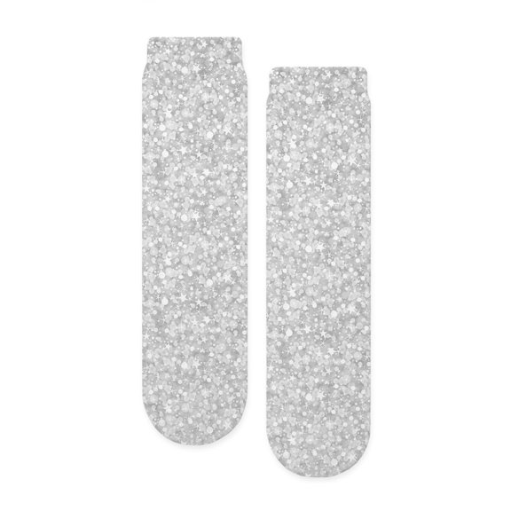 CafePress - Silver Gray Glitter Sparkles - Unisex Novelty Printed Crew Adult Socks
