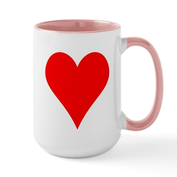 CafePress - Simple Red Heart Mug - 15 oz Ceramic Large White Novelty Mug