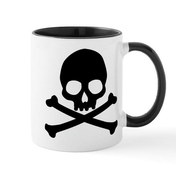 CafePress - Simple Skull And Crossbones Mug - 11 oz Ceramic Mug - Novelty Coffee Tea Cup