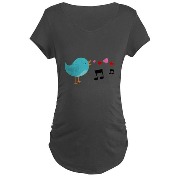 CafePress - Singing Blue Bird Maternity T Shirt - Maternity Dark T-Shirt
