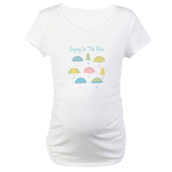 CafePress - Singing In The Rain Maternity T Shirt - Cotton Maternity T-shirt, Cute & Funny Pregnancy Tee