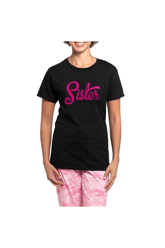 - Sister Of The Bride Pajamas - Women's Short Sleeve Print T-Shirt and Pants Dark Cotton Pajama Set