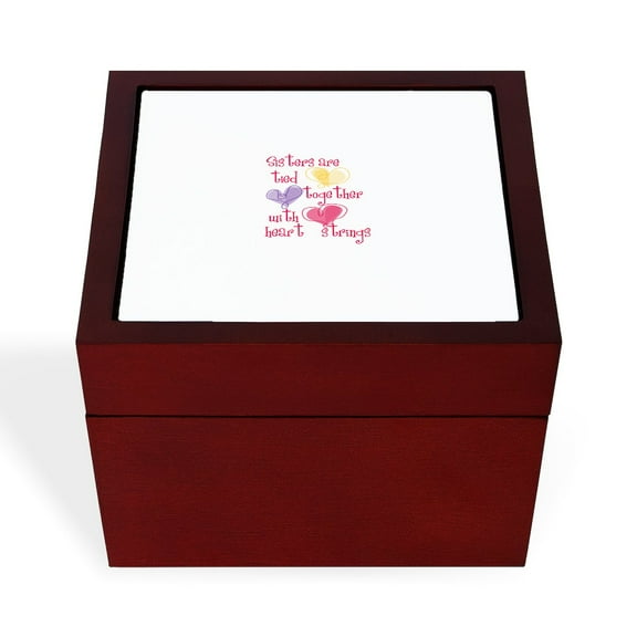 CafePress - Sisters - Keepsake Box, Finished Hardwood Jewelry Box, Velvet Lined Memento Box