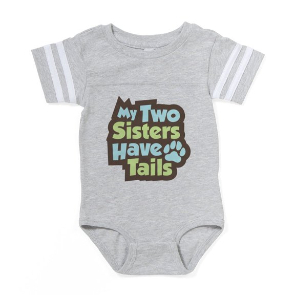 CafePress - Sistershavetails - Cute Infant Baby Football Bodysuit