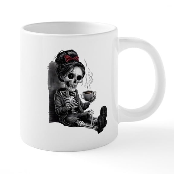 CafePress - Sitting And Holding A Steaming Cup Of Coffee - 20 Oz White Ceramic Mega Mug