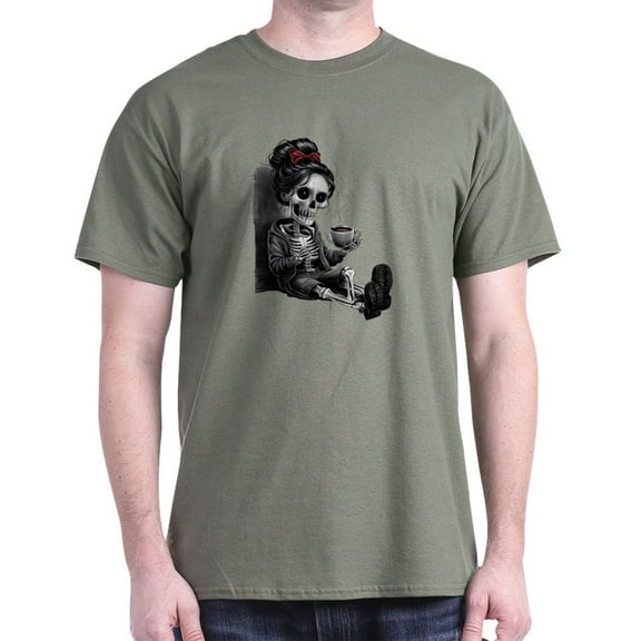 CafePress - Sitting And Holding A Steaming Cup Of Coffee Men's Value T Shirt - Men's Classic Graphic Cotton T-Shirt