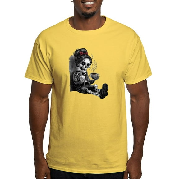 CafePress - Sitting And Holding A Steaming Cup Of Coffee Men's Value T Shirt - Men's Classic Graphic T-Shirt