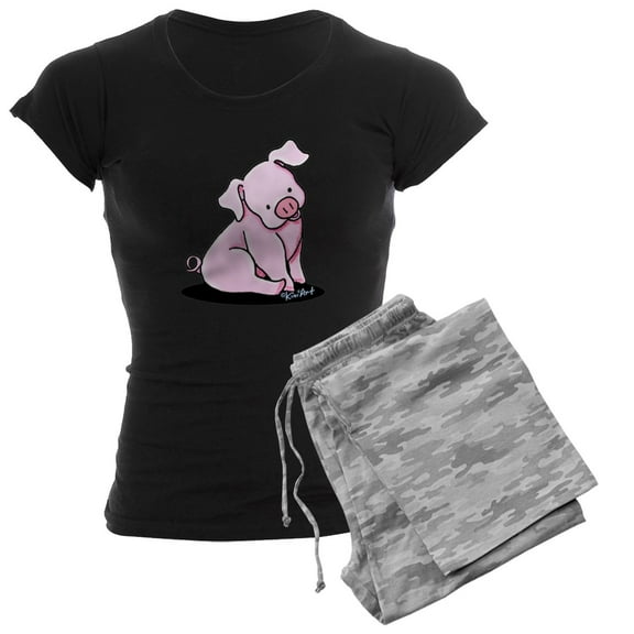 CafePress - Sitting Pig Women's Dark Pajamas - Women's Short Sleeve Print T-Shirt and Pants Dark Cotton Pajama Set