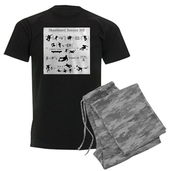 CafePress - Skateboard Science 101 Pajamas - Men's Dark Loose Fit Cotton Pajama Set