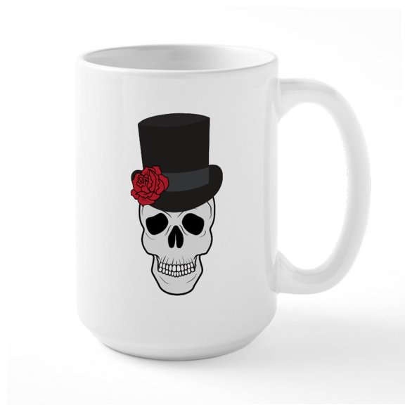 CafePress - Skeleton Face - 15 oz Ceramic Large White Novelty Mug
