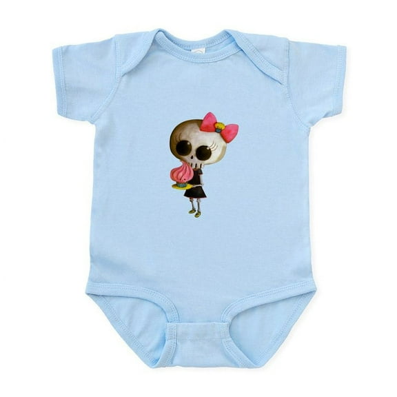 CafePress - Skeleton Girl With Cupcake Body Suit - Baby Light Bodysuit, Size Newborn - 24 Months