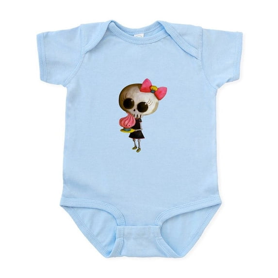 CafePress - Skeleton Girl With Cupcake Body Suit - Baby Light Bodysuit, Size Newborn - 24 Months