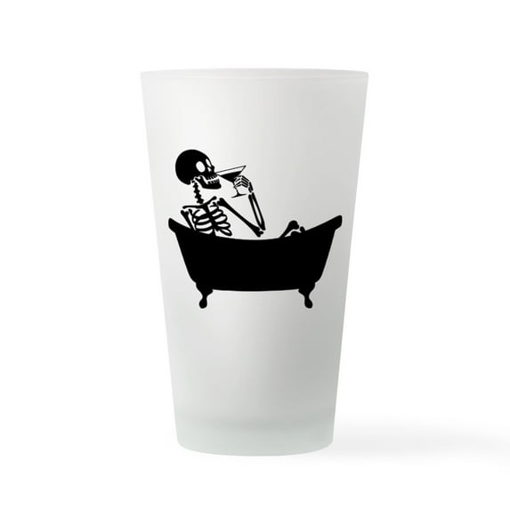 CafePress - Skeleton In Bathtub Drinking Martini - Pint Glass, Drinking Glass, 16 oz. CafePress
