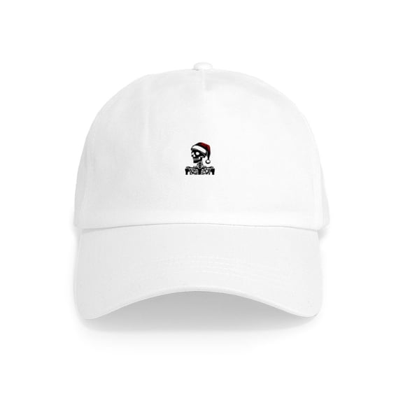CafePress - Skeleton In Santa Hat - Adjustable 100% Brushed Unisex Casual Cotton Baseball Cap, Beige, 1