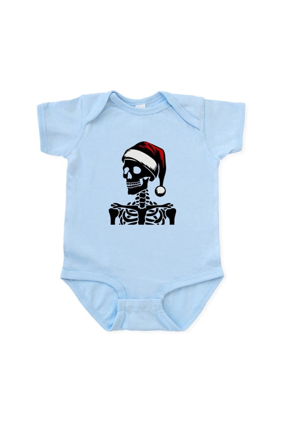 - Skeleton In Santa Hat - Baby Light Bodysuit, Size Newborn - 24 Months
