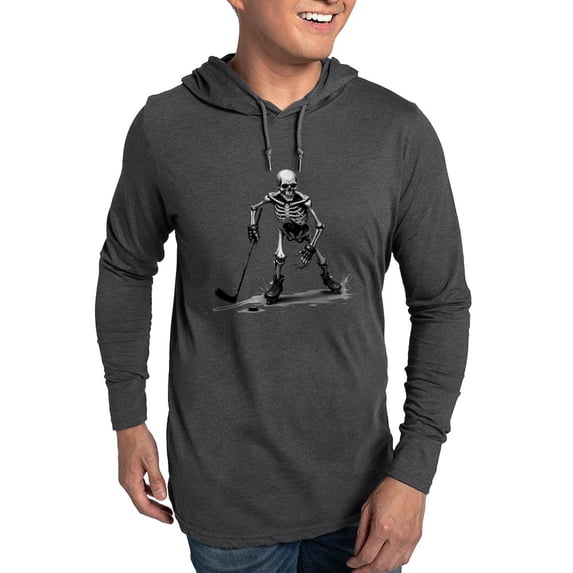 CafePress - Skeleton Playing Hockey Facing - Mens Hooded Shirt