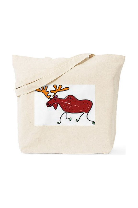 - Sketched Moose Tote Bag - Unisex Canvas Tote Bag, Beige, 1-Piece