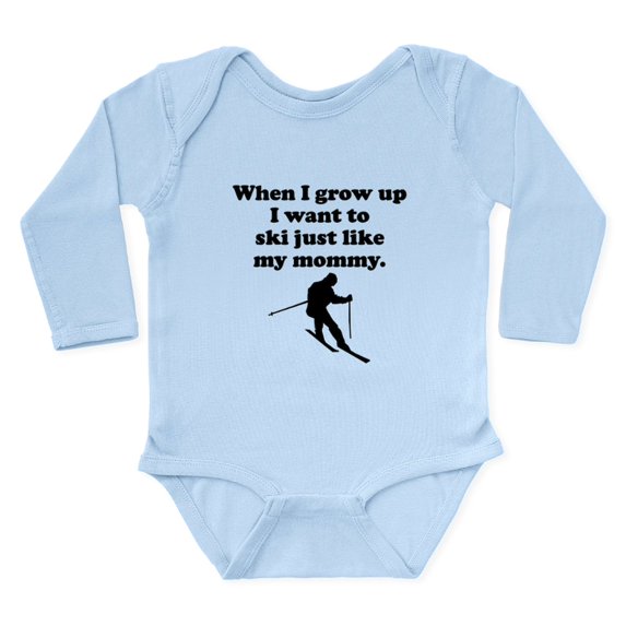 CafePress - Ski Like My Mommy Body Suit - Long Sleeve Cotton Baby Bodysuit