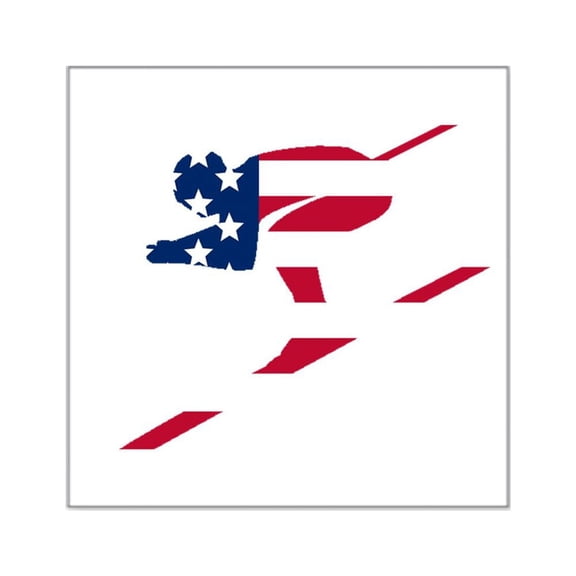 CafePress - Skier American Flag Sticker - Square Sticker 3" x 3"