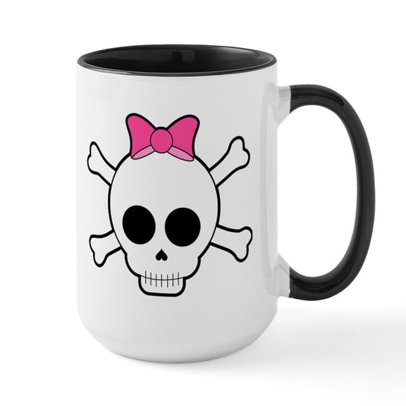 CafePress - Skull And Crossbones - 15 oz Ceramic Large White Novelty Mug