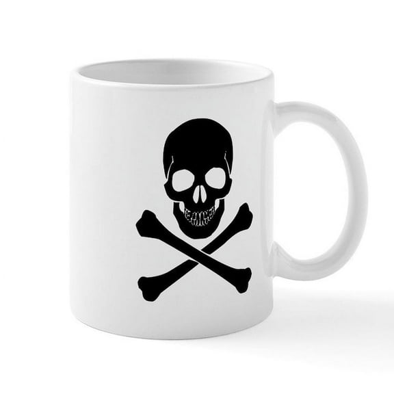 CafePress - Skull And Crossbones Mugs - 11 oz Ceramic Mug - Novelty Coffee Tea Cup