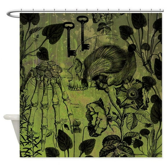 CafePress - Skull And Key Collage - Unique Fabric Shower Curtain 70" x 72"