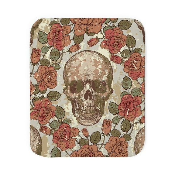 CafePress - Skull And Roses - Sherpa Fleece Throw Blanket 60" x 50"