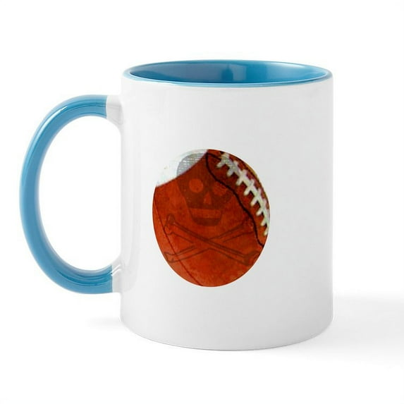 CafePress - Skull & Crossbones Football Mug - 11 oz Ceramic Mug - Novelty Coffee Tea Cup