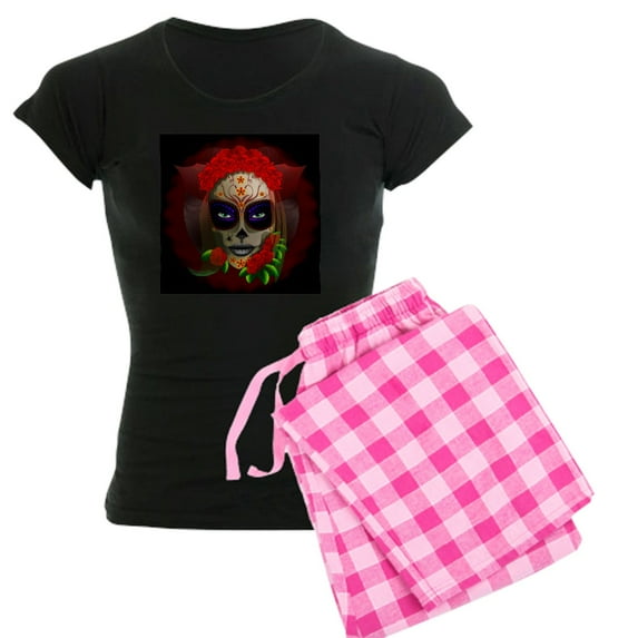 CafePress - Skull Girl Dia De Los Muertos Pajamas - Women's Dark Pajamas