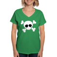 thumbnail image 1 of CafePress - Skull Halloween Matching Couples Women's V Neck Da - Women's V-Neck Dark T-Shirt, 1 of 4