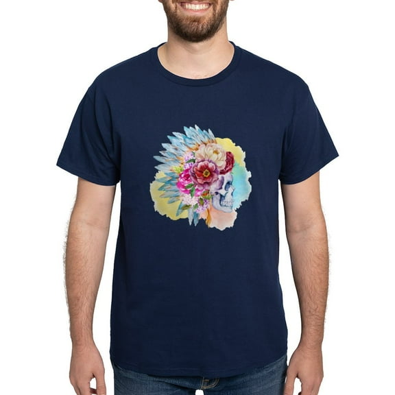 CafePress - Skull Headdress Dark T Shirt - Men's Classic Graphic Cotton T-Shirt