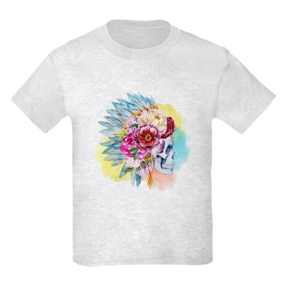 CafePress - Skull Headdress Kids Light T Shirt - Light Classic Kids Graphic, Short Sleeve T-Shirt, Sizes XS-XL