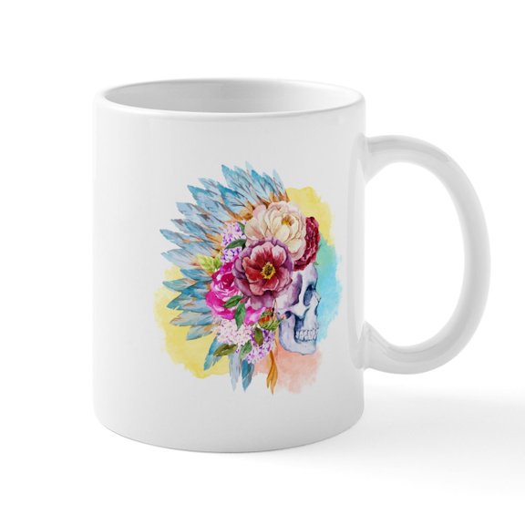 CafePress - Skull Headdress Mug - 11 oz Ceramic Mug - Novelty Coffee Tea Cup