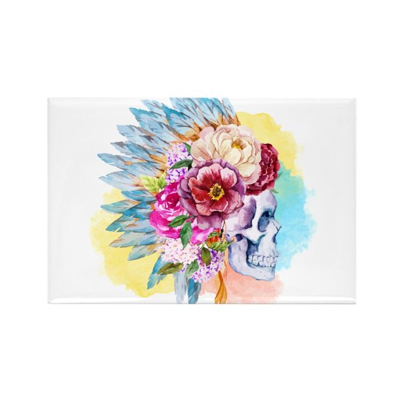 CafePress - Skull Headdress - Rectangle Magnet, 2"x3" Refrigerator Magnet
