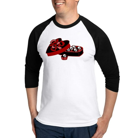 CafePress - Skull Valentine Candy Baseball Jersey - Cotton Baseball Jersey, 3/4 Raglan Sleeve Shirt