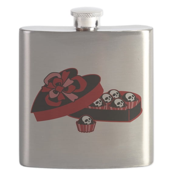 CafePress - Skull Valentine Candy Flask - Stainless Steel Flask, 6oz Drinking Flask