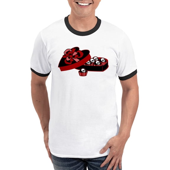 CafePress - Skull Valentine Candy Ringer T - 100% Cotton Ringed T-Shirt