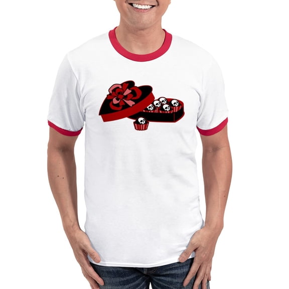 CafePress - Skull Valentine Candy Ringer T - 100% Cotton Ringed T-Shirt