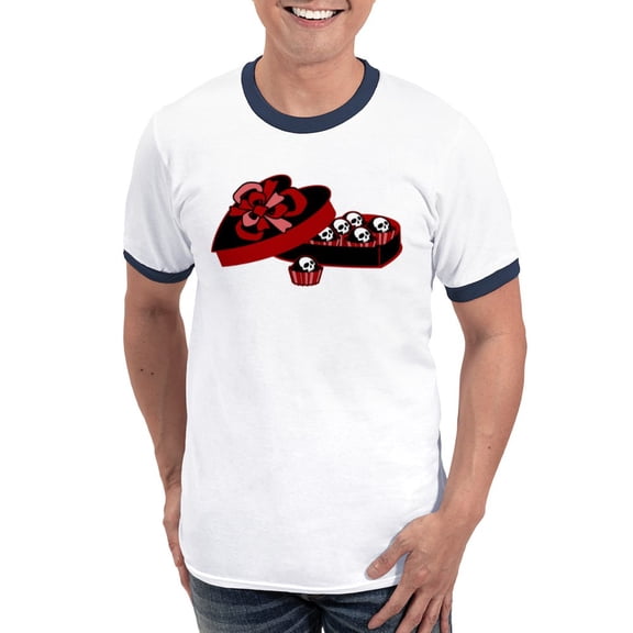 CafePress - Skull Valentine Candy Ringer T - 100% Cotton Ringed T-Shirt