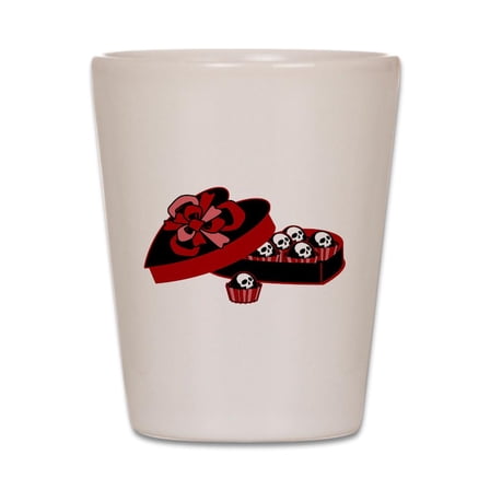 CafePress - Skull Valentine Candy - White Shot Glass, Unique and Funny Shot Glass