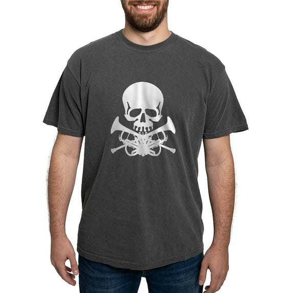 CafePress - Skull With Trumpets Men's Comfort Colors® T Shirt - Mens Comfort Colors Shirt