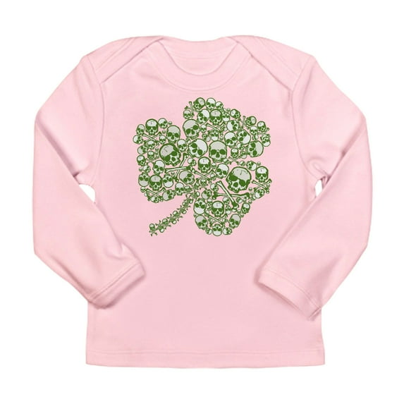 CafePress - Skullcloverlightgreenwhite Long Sleeve Infant T Shirt - Long Sleeve Infant T-Shirt