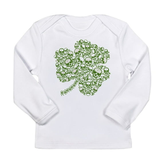 CafePress - Skullcloverlightgreenwhite Long Sleeve Infant T Shirt - Long Sleeve Infant T-Shirt