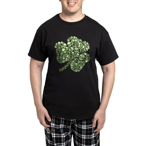 CafePress - Skulls Shamrock Men's Dark Pajamas - Men's Dark Loose Fit Cotton Pajama Set