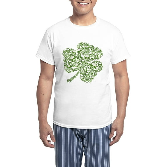 CafePress - Skulls Shamrock Men's Light Pajamas - Men's Light Loose Fit Cotton Pajama Set