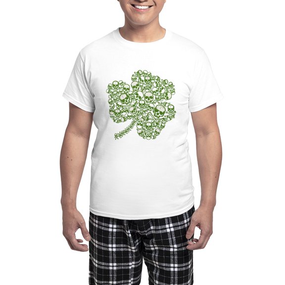 CafePress - Skulls Shamrock Men's Light Pajamas - Men's Light Loose Fit Cotton Pajama Set