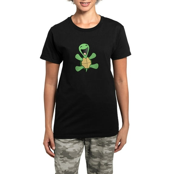 CafePress - Skuzzo Happy Turtle Women's Dark Pajamas - Women's Short Sleeve Print T-Shirt and Pants Dark Cotton Pajama Set