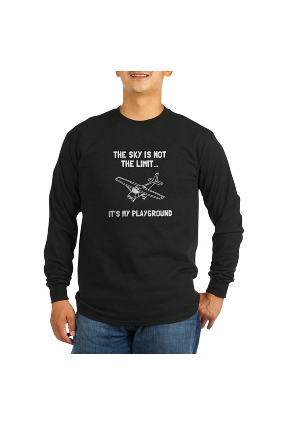 - Sky Playground Plane Long Sleeve T Shirt - Long Sleeve Dark T-Shirt
