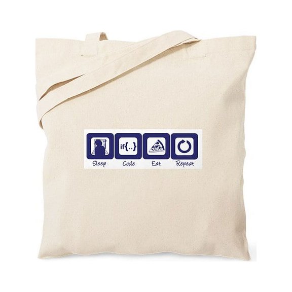 CafePress - Sleep Code Eat Repeat Tote Bag - Unisex Canvas Tote Bag, Beige, 1-Piece